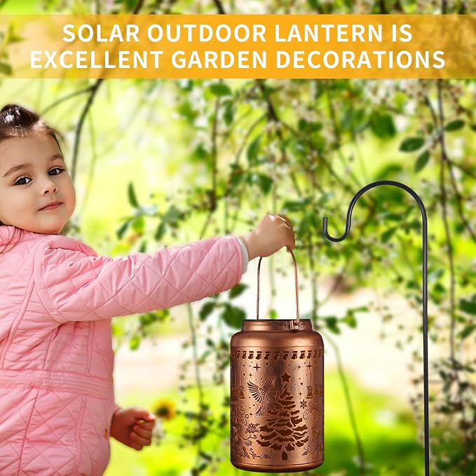 Solar Lanterns Outdoor Waterproof Garden Decor Gifts for Women( Red Bird) | Metal Hanging Solar Lights Birthday Gifts for Grandma Mom Solar Decoration Outside for Yard, Patio, Backyard, Porch