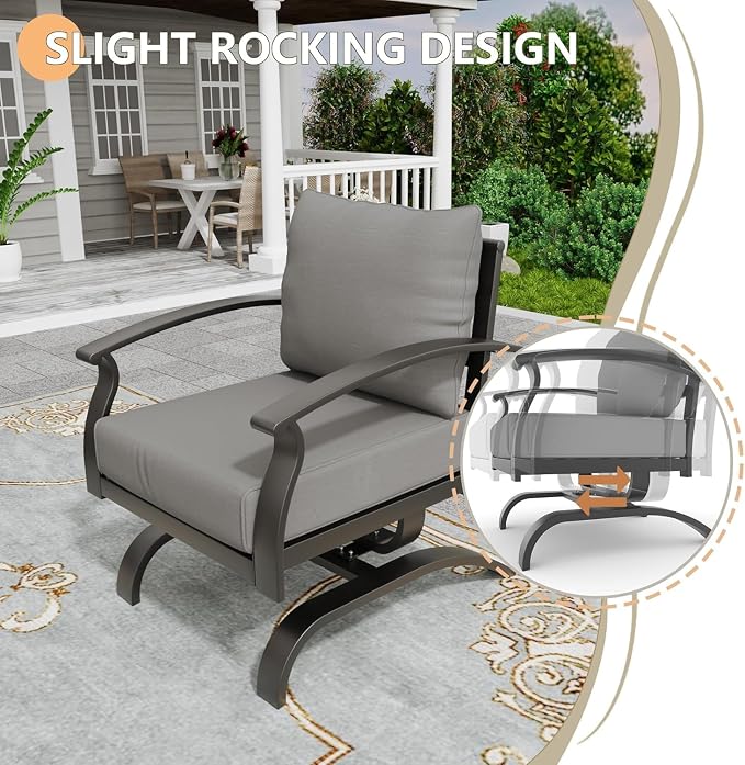 Metal Patio Furniture Set,6 Pieces 7 Seats Patio Sectional Outdoor Furniture Set with Rectangular Coffee Table,Patio Conversation Sets with 5.1" Thickened Cushions,Grey