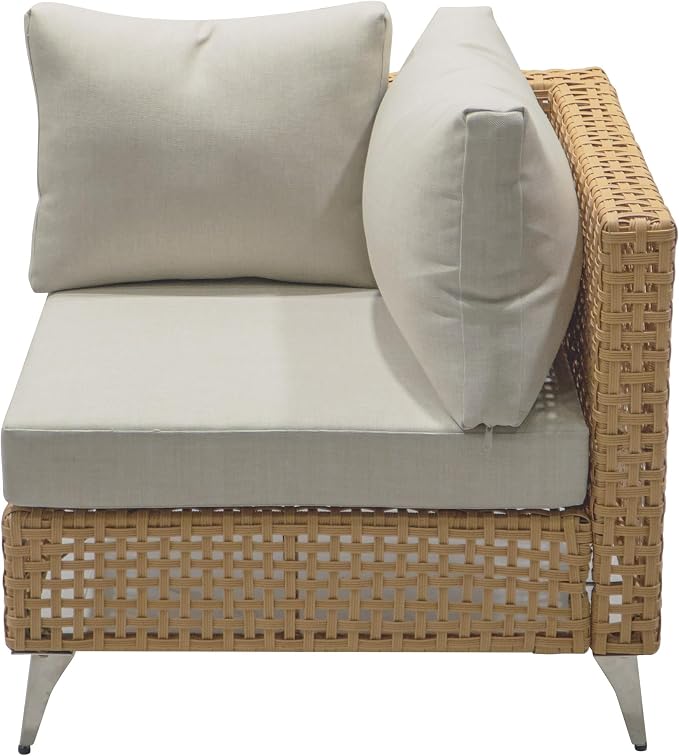 YOPTO 7-Piece Outdoor Conversation Sectional Sofa Set with Water Resistant Thick Cushions & Coffee Table,Wicker Patio Furniture Set W/Removable Cushions Cover,DIY Combination,for Porch,Backyard,Beige