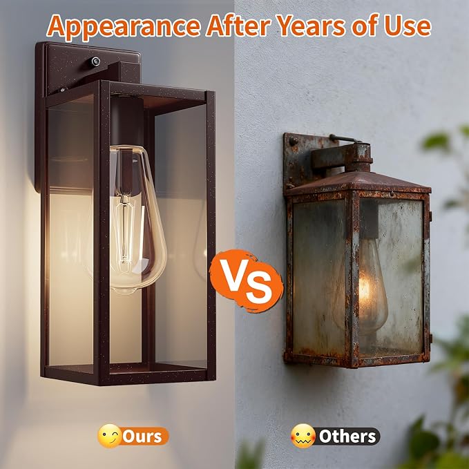 15'' Oil Rubbed Bronze Dusk to Dawn Outdoor Porch Lighting Fixtures Wall Mount, Sensor Exterior Wall Light for House, Ouside Lantern Lamp, Waterproof Wall Sconce Lights, Coach Light for Garage