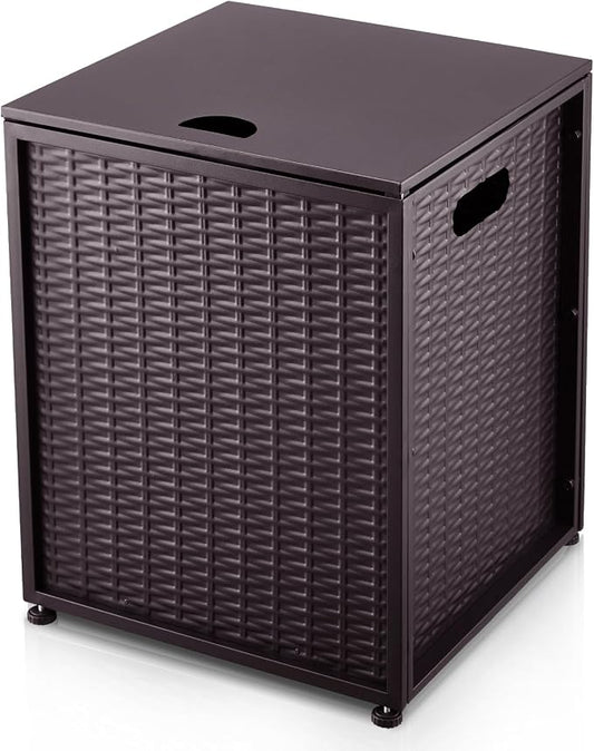 Propane Tank Cover Table, Propane Tank Holder Hideaway for 20 lb Propane Tank, Gas Tank Storage Side Table, for Patio, Deck, Backyard, Garden, Brown