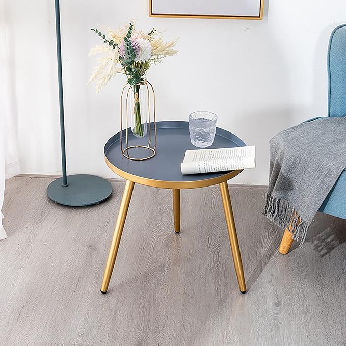 Tray Metal Round Contrasting Color Design End Table Small Side Table Outdoor & Indoor Coffee Table for Bedroom Patio