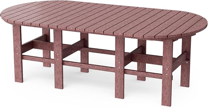 Wildridge Classic 7-Piece 44"x84" Dining Set, Cherrywood - Outdoor Weather Resistant Recycled Plastic Furniture for Patio