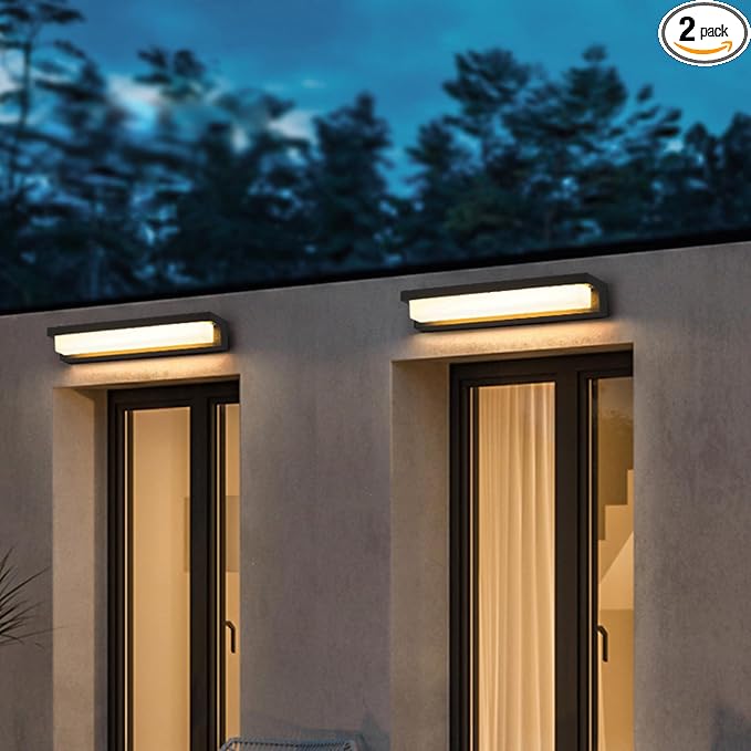 Boajuna Outdoor Solar Wall lamp, Dusk to Dawn Motion Sensor Lantern with 3 Lighting Modes, Wireless Exterior Solar Porch Lights Wall Mount Patio Fence Outdoor Light Fixture