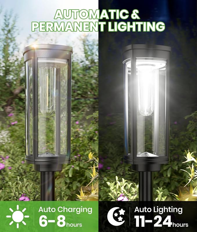 BITPOTT Bright Solar Pathway Lights, 4 Pack Solar Lights Outdoor Waterproof IP65, Long Lasting Outdoor Light for Yard Garden Walkway Landscape Lawn Patio