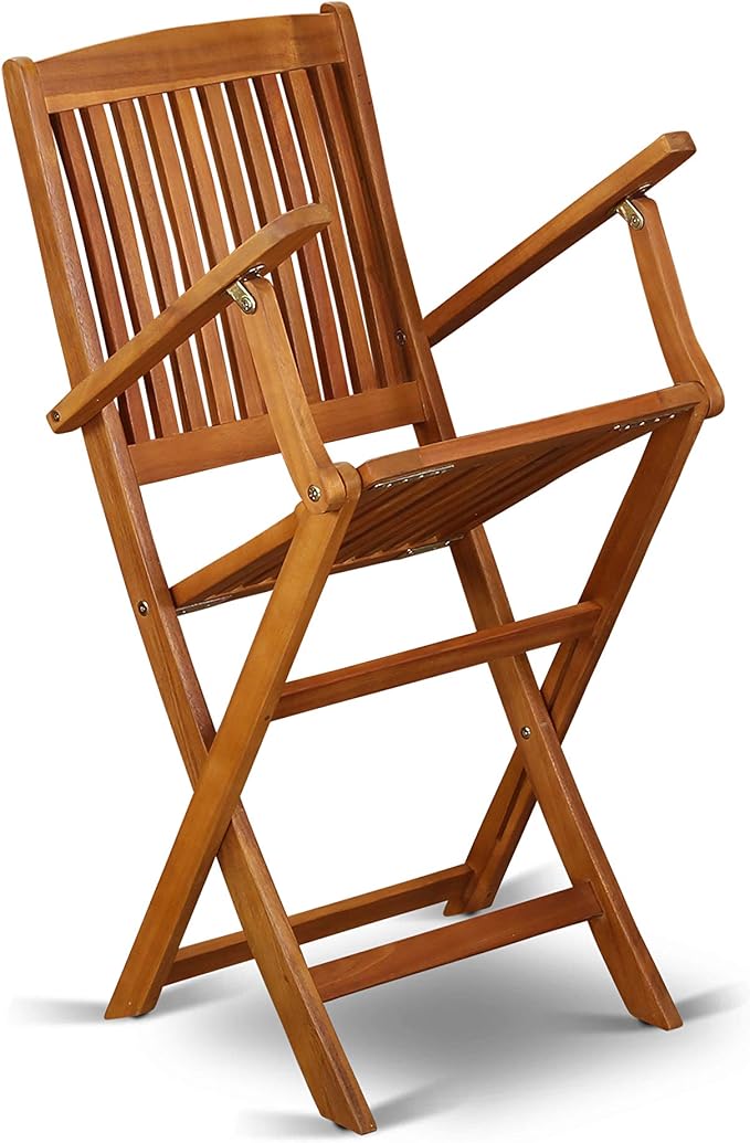 East West Furniture BSCM9CANA 9 Piece Outdoor Patio Dining Sets Includes an Oval Acacia Wood Table and 8 Folding Arm Chairs, 36x78 Inch, Natural Oil