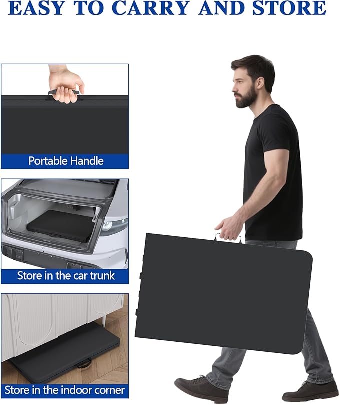 4FT Black Folding Table for Outdoor, 4 Foot Picnic Tables No Assembly Required Portable, Black Foldable Table for Camping, Parties, Meeting, Events, Wedding, BBQ, with Carrying Handle