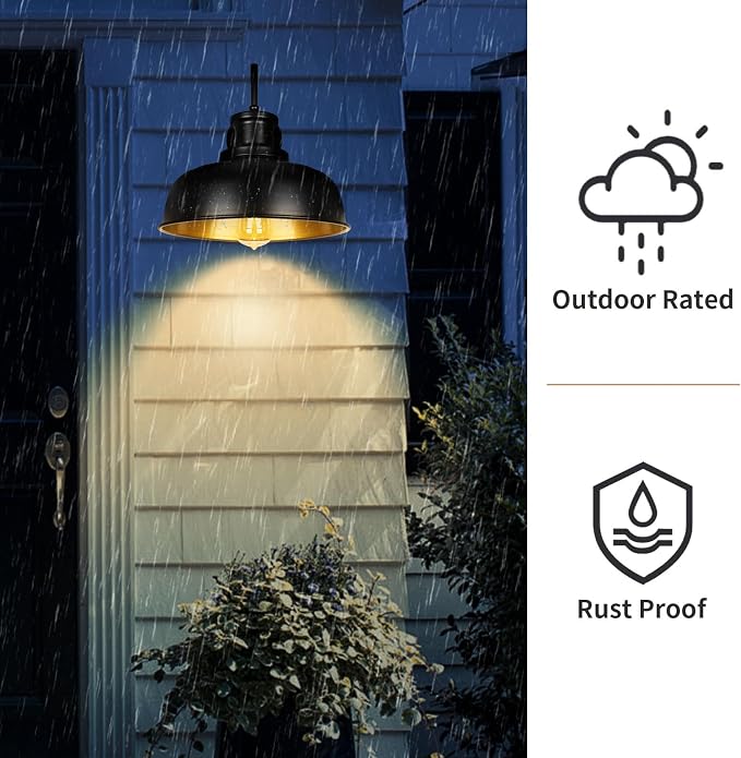 Solar Barn Light for Outside, Outdoor Wall Lights Solar Powered, Farmhouse Exterior Wall Sconce, Industrial Outside Lighting Fixture, Rustic Lantern Works with Gooseneck Barn Shed Garage Patio