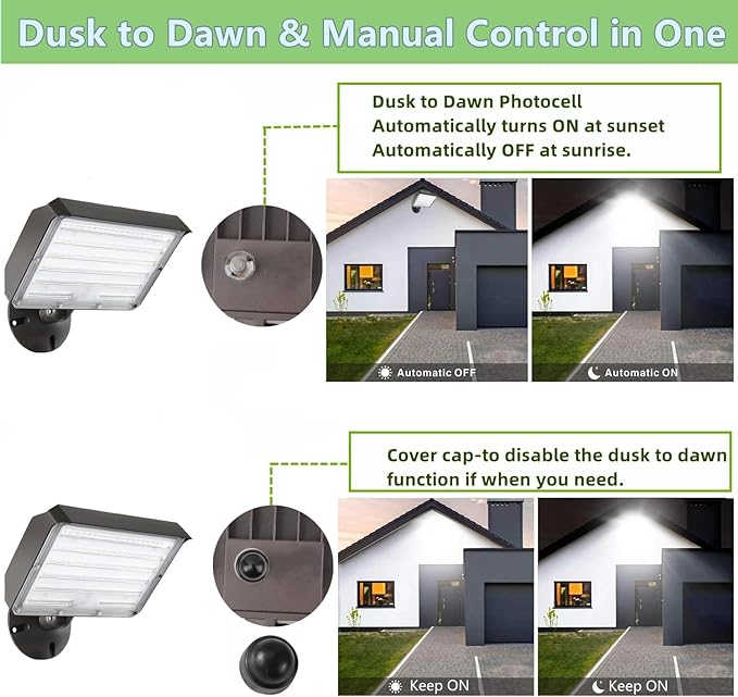 2Pack Dusk to Dawn Outdoor 100W LED Flood Light with Knuckle (Plate Included), 14000LM 1000W Equiv., 100-277V 5000K, ETL Commercial Waterproof LED Floodlight Fixture, Security Lighting for Parking Lot