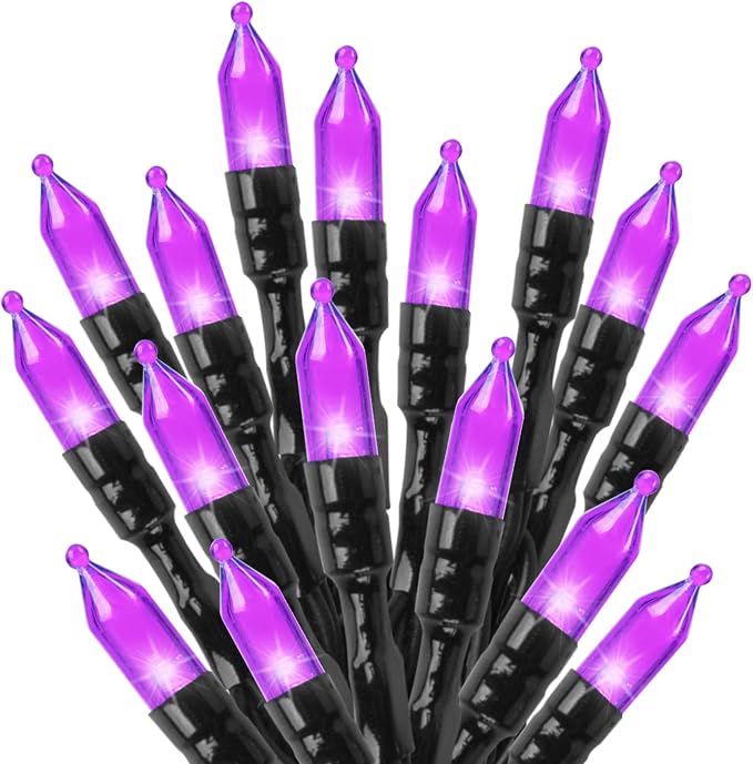 39FT Purple Halloween Lights, 100 LED Outdoor Christmas Mini String Lights | 8 Lighting Modes, Connectable, Waterproof, Halloween Decorations for Haunted House Ghost Holiday Party Xmas Tree Indoor Decor