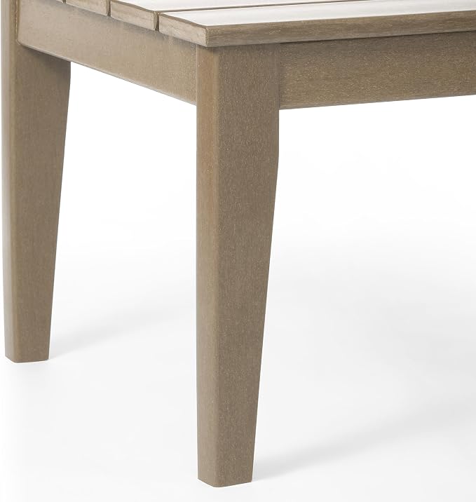 Costaelm Adirondack Outdoor Coffee Table, HDPE Drink Table Weather Resistant, Patio Porch Accent Balcony Table Outdoor End Table for Pool, Seaside, Backyard, Weathered Wood