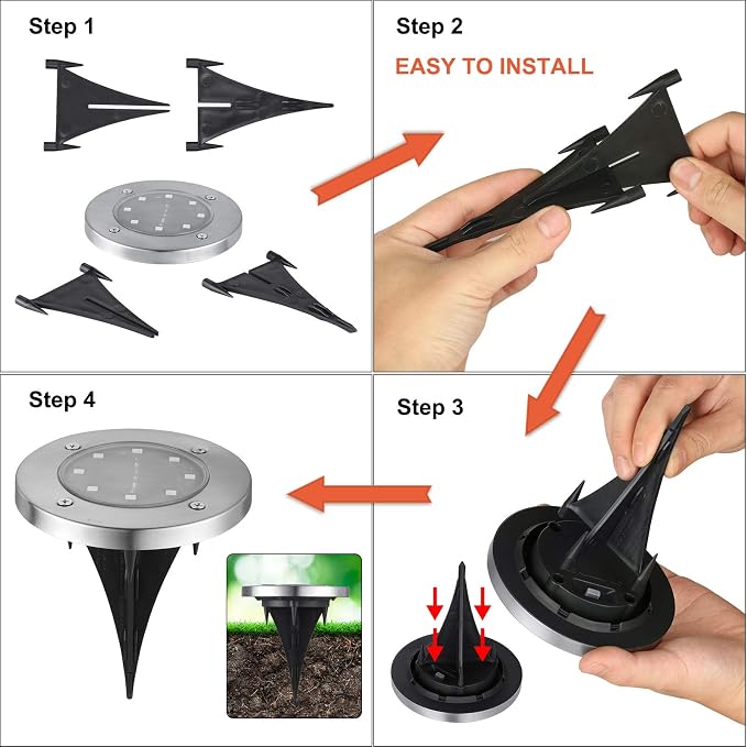 LYHOPE Solar Ground Lights Outdoor, 16 Pack 8 LED Solar Disk Lights Waterproof Garden In-ground Pathway Light Landscape Lighting for Lawn,Yard,Deck,Patio,Walkway (White)