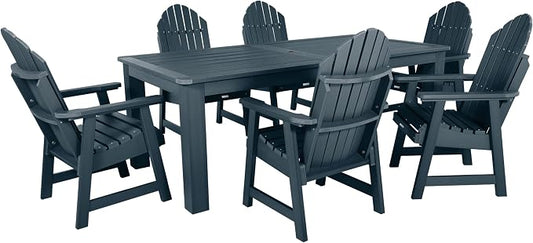 Highwood Hamilton Adirondack 7pc Dining Set, 84" x 42", Dining Height, Federal Blue