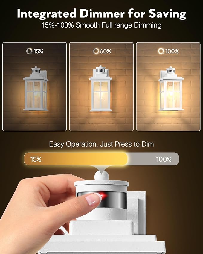VIANIS Motion Sensor Porch Lights Outdoor, White Outside Wall Lights Dusk to Dawn, Outdoor Wall Sconce Lantern, 100% Aluminum Exterior Lighting Fixtures Wall Mount for House, Garden, Patio, Entryway