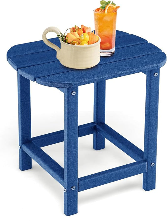 Tangkula Outdoor Side Table, Weather Resistant Adirondack Table, Outdoor Indoor Chairside End Tables, Waterproof HDPE, for Patio Poolside Porch Backyard, Easy Assembly, 19 x 14.5 x 18 Inch (1, Navy)