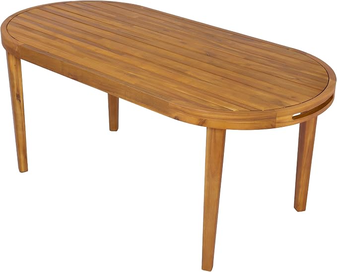 Christopher Knight Home Dorium 70" Oval Outdoor Dining Table, Acacia Wood Patio Dining Table for 4-6 People, Solid Wood Outdoor Table for Patio Deck Garden Backyard Dining, Teak