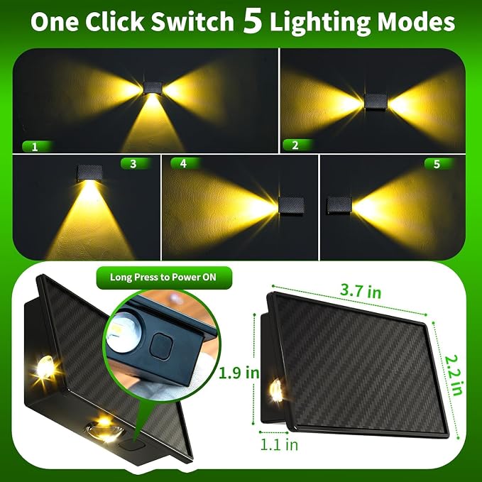 JSOT Deck Step Lights 4 Pack for Outside Fence, Wall, Stair, Patio, Garden, Backyard Decor with 5 Lighting Modes, Solar Light Outdoor Waterproof Bright LED with Lens (Warm Light)