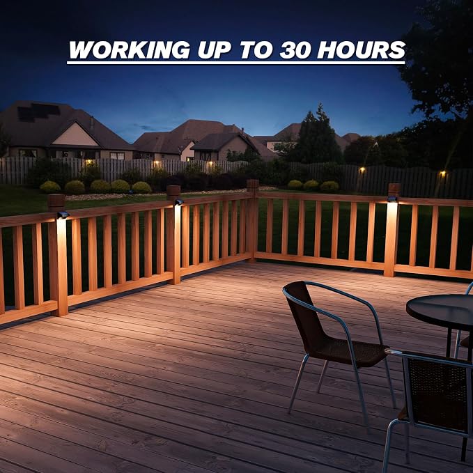 Aulanto 12 Pack Solar Fence Lights, IP65 Waterproof Outdoor Lights with Warm White and RGB Color Modes for Backyard, Garden, Wall, Deck, Stairs