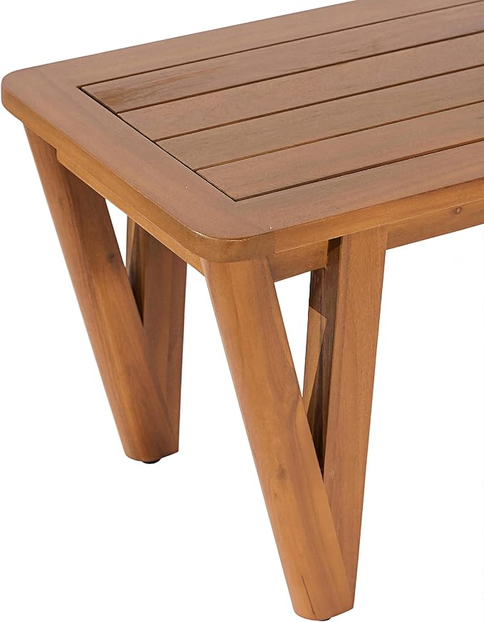 Christopher Knight Home para Acacia Wood Patio Dining Set with Bench, Solid Wood Outdoor Dining Table Set for 6, Outdoor Dining Set with Water-Resistant Cushion, Teak+Beige+Grey
