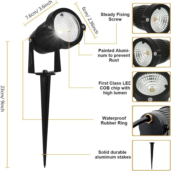 5W RGB Low Voltage Landscape Lights, LED Color Changing Landscape Lighting, IP66 Waterproof Outdoor Spotlight, 12V 24V Christmas Decorative Light for Yard Garden Path 4 Pack with Connector