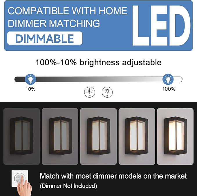 Outdoor Wall Lights Exterior/Interior LED 24W Adjustable 3-Color 2100LM IP65 Sconces Lights Waterproof Modern Outdoor Porch Lighting Fixtures Aluminum Wall Lights Compatible with Dimmers