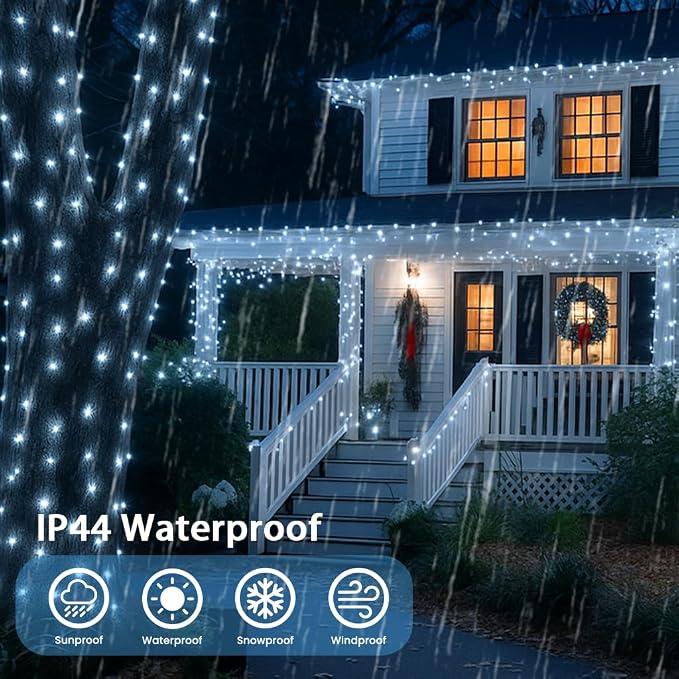 500 LED String Lights, 180FT Super-Long Christmas Lights Outdoor Indoor | Cool White, 13 Modes, Timer, Clear Wire Waterproof Twinkle Fairy Lights Plug in for Bedroom Classroom Patio Xmas Tree Decor