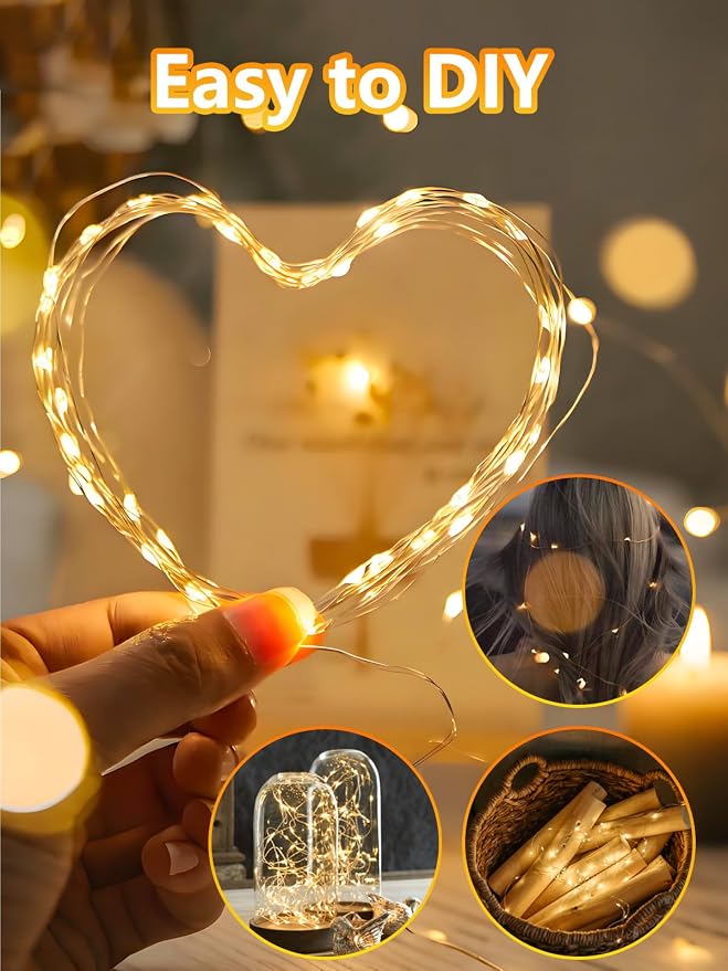 4 Pack Fairy Lights Battery Operated with Remote 33FT 100 LED Warm White | Remote Control, 8 Modes, Timer, Adjustable brightness, Waterproof Lights for Indoor Outdoor Classroom Christmas Decor