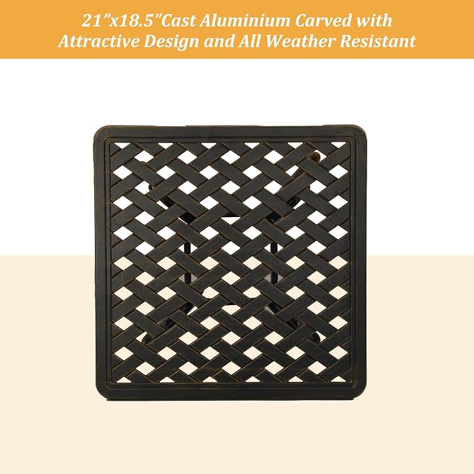 Clihome 21" Patio Table Outdoor Bistro Table Cast Aluminum Patio Dining Table Patio Tables for Outside Table for Garden, Backyard, and Porch