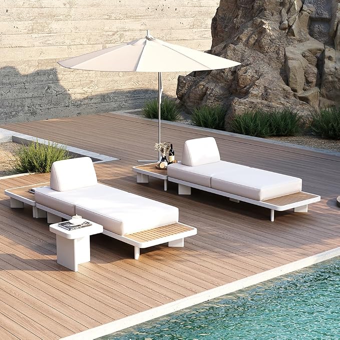 homary Modular Patio Sofa Set — Weather-Resistant Outdoor Conversation Set with Cushions, Configurable Design for Decks, Gardens, and Poolside, White, Without Umbrella