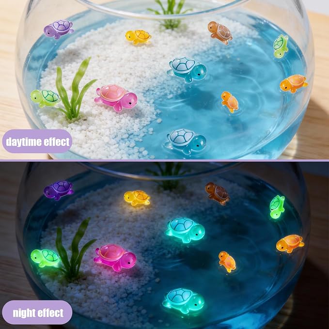 40PCS Mini Resin Turtles, Small Colorful Turtle Figurines Bulk Set | Tiny Resin Animals for Ocean Theme Party Decor, DIY Crafts, Cake Toppers (10 Vibrant Colors)