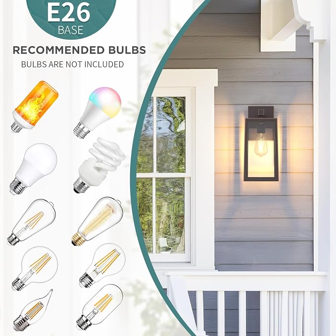 MAXvolador Outdoor Wall Lantern, Large Exterior Waterproof Wall Sconce Light Fixture, Oil Rubbed Bronze Anti-Rust Mount Lights, E26 Porch Patio Lighting | Exterior Waterproof Wall Mount Lamps, Anti-Rust Mount Lights, E26 Socket Porch Patio Lighting fix...
