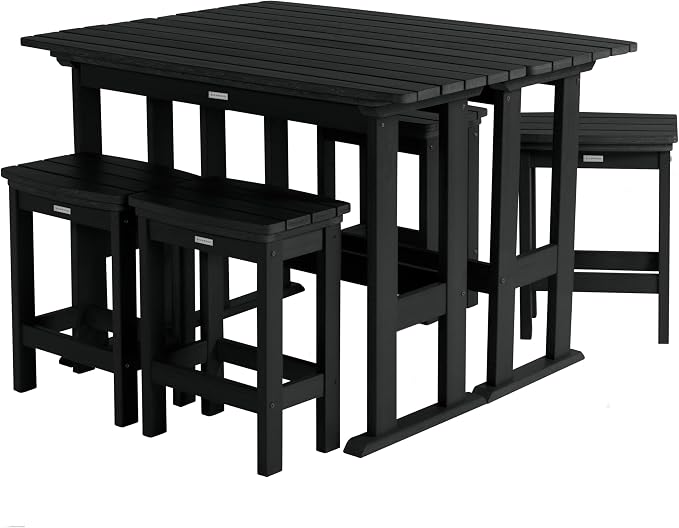 Highwood Lehigh 6pc Counter Height Balcony Dining Set, Black