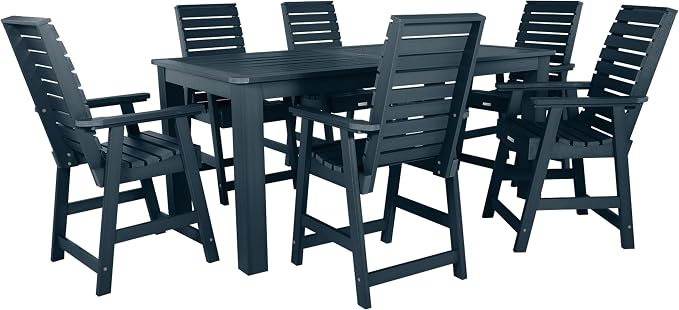 Highwood AD-ST7WL2CO5BA-FBE Weatherly 7pc Rectangular Counter Height Dining Set 84" x 42", Federal Blue