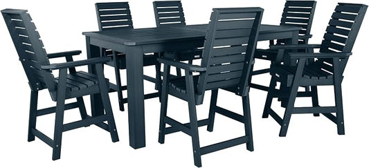 Highwood AD-ST7WL2CO5BA-FBE Weatherly 7pc Rectangular Counter Height Dining Set 84" x 42", Federal Blue