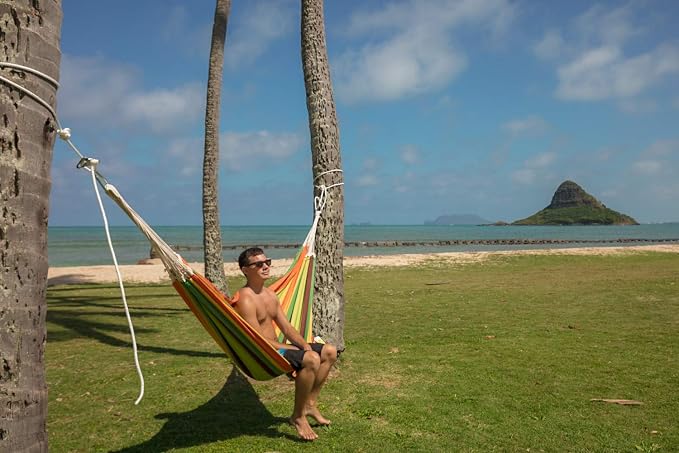 BYER OF MAINE Paradiso Hammock, Authentic Brazilian, Esmeralda, Recycled Cotton/Polyester Blend, Double, 142" L x 68" W, Holds up to 400lbs