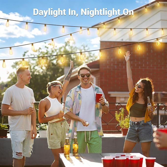 30FT Solar String Lights Outdoor Waterproof, 10+1 LED Solar Powered Lights with Remote Control, 3 Light Modes & Dimmable, USB-C Charging for Patio, Backyard, Garden, Camping