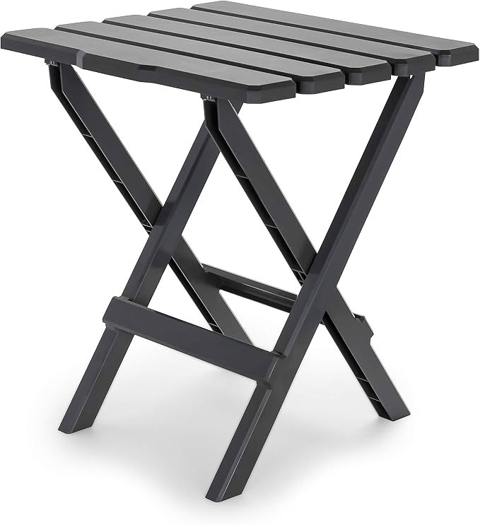 Camco 51885 Large Adirondack Portable Outdoor Furniture Folding Table, Charcoal
