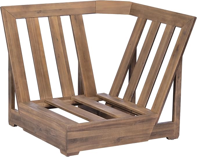 Christopher Knight Home Outdoor Sofa Set, Acacia Wood Modular Patio Furniture Set with Floor Seating Cushions Coffee Table Slatted Design Sectional Backyard Garden Conversation Set