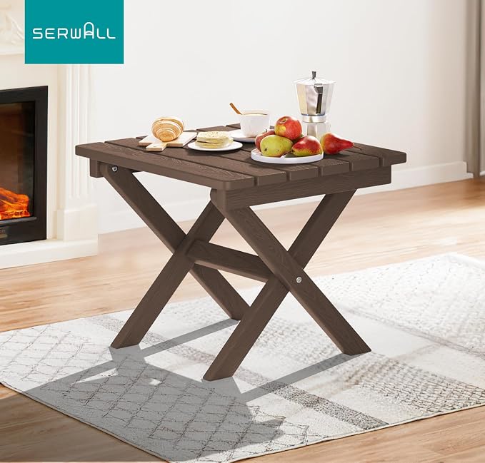 SERWALL Folding Outdoor Side Table Set of 2, Portable Adirondack Side Table, Coffee
