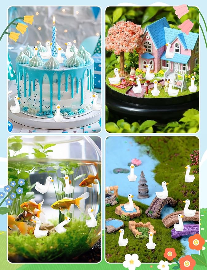 90Pcs Mini Tiny Resin Gooses | DIY Crafts, Lawn Yard Garden Decorfor Dollhouse Fairy Gardens Micro Landscape DIY Crafts