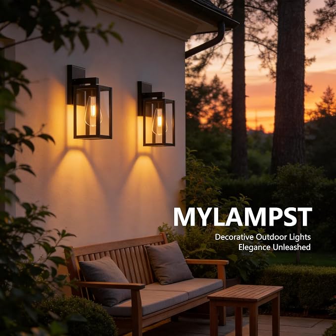 Outdoor Wall Light Fixtures Anti-Rust Porch Lights Outdoor Waterproof Exterior Lighting Fixtures Front Door Wall Lantern for House - 2 Pack