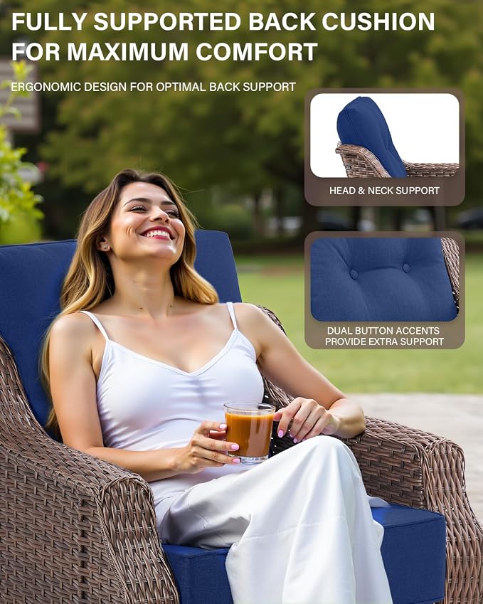 Belord 10 Piece High Back Outdoor Patio Furniture Set - Patio Conversation Set with Swivel Rocker Outdoor Chairs Set of 4 and 3 Seater Sofa, Wicker Ottoman and Coffee Table for Garden Backyard