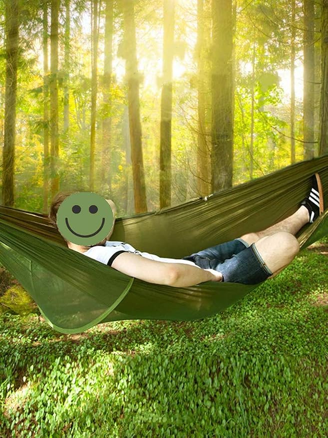 Camping Hammock with Rain Fly and Bug Net Hammock with Mosquito Net Portable Hammock and Canopy Hanging Hammock for 2 Person Hammocks for Trees Lightweight Hammock(Camouflage)
