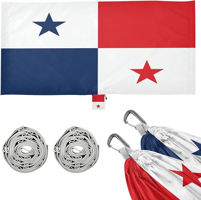 Flag of Panama Outdoor Hammock with Portabl Carry Bag Fabric Hammock for Outside Patio Garden
