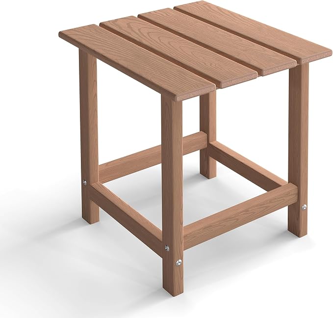 Kromax Outdoor Side Table, Adirondack Square Patio Table, Easy Maintenance & Weather Resistant, HDPE End Tables for Backyard, Pool, Patio, Porch, Brown