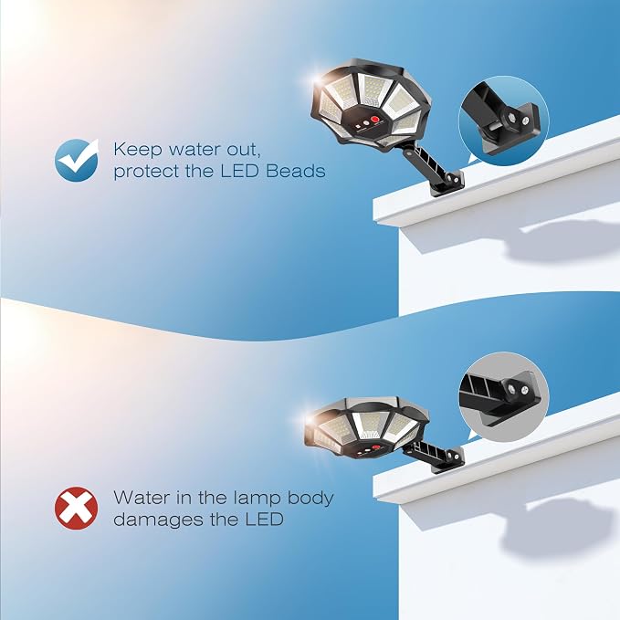 OKPRO Solar Lights Outdoor, 168LED 6500K Flood Light Dusk to Dawn | 8 Sides Solar Outdoor Lights with Motion Sensor, IP66 Waterproof Solar Street Lights Outdoor for Yard, Pools(2 Pack)