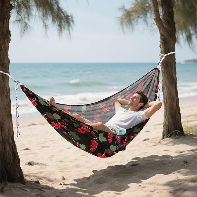 Camping Hammock Outdoor Hammocks for Outside Red Currant Beach Trees Portable Lightweight with Pockets Tree Straps Indoor