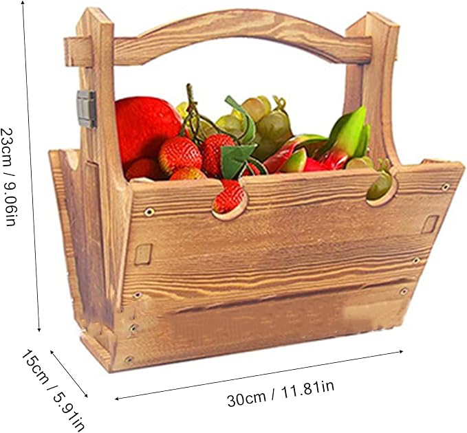 Picnic Table Wooden Folding Table 2-in-1 Basket Table with Wine Glass Holder Outdoor Storage Table Portable for Camping Beach Wine Lover Gift 11.8 * 9.1 * 5.9inch.