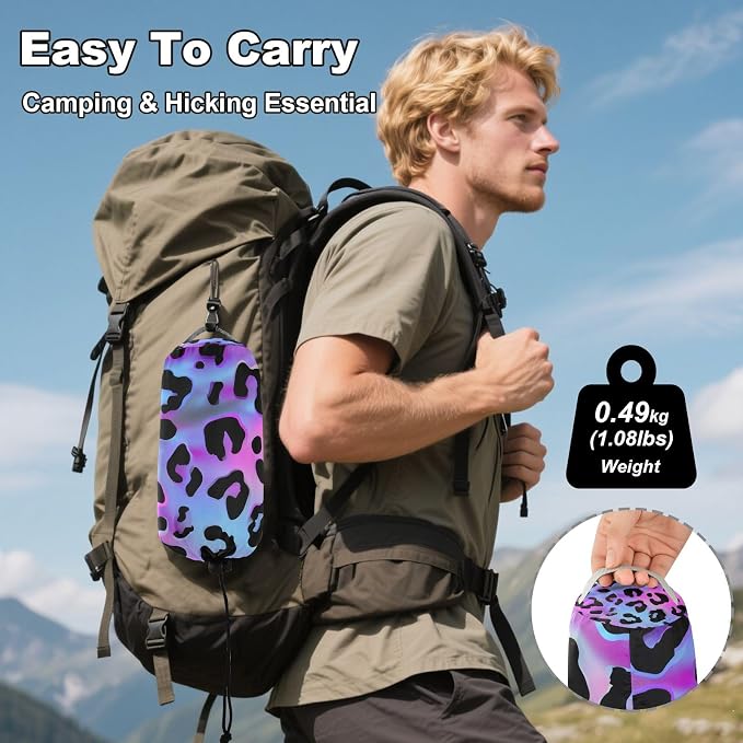 Camping Hammock Outdoor Hammocks for Outside Purple Laser Leopard Cheetah Beach Trees Portable Lightweight with Pockets Tree Straps Indoor