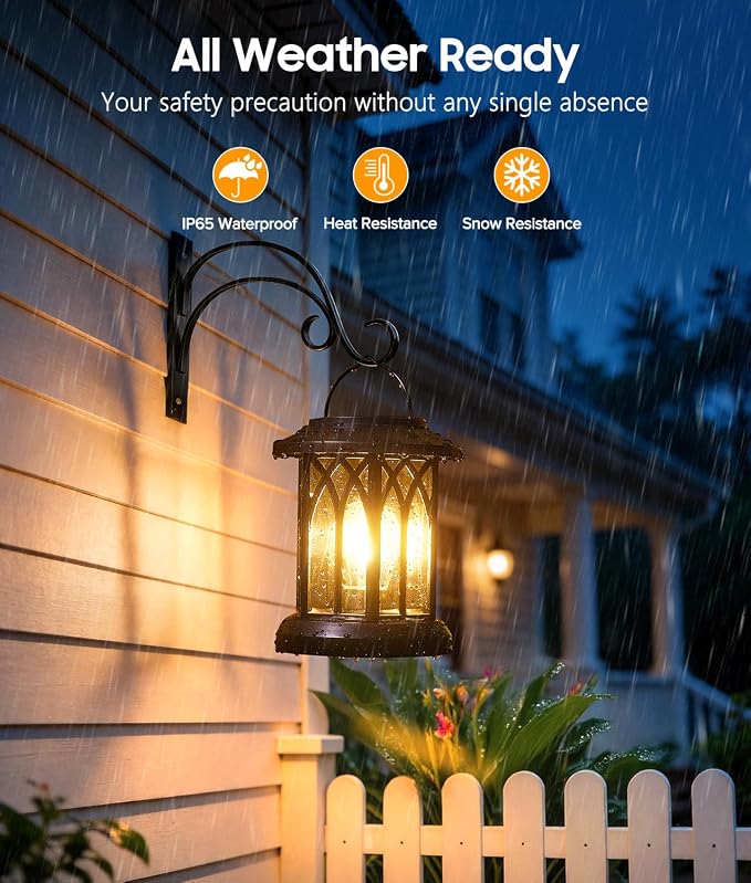 Solar Lanterns Outdoor Waterproof 4 Pack, Upgraded Solar Lantern Outdoor Lights with Wall Mount Kit, Hanging Solar Lights for Outside Decorative Patio Yard Path Porch Garden Decor